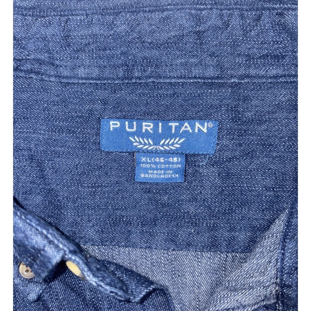 Puritan Denim Button Up Short Sleeve Shirt Mens Size XL